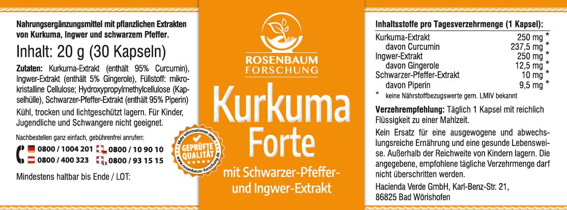 Kurkuma Forte Kurkuma Forte, Etikett